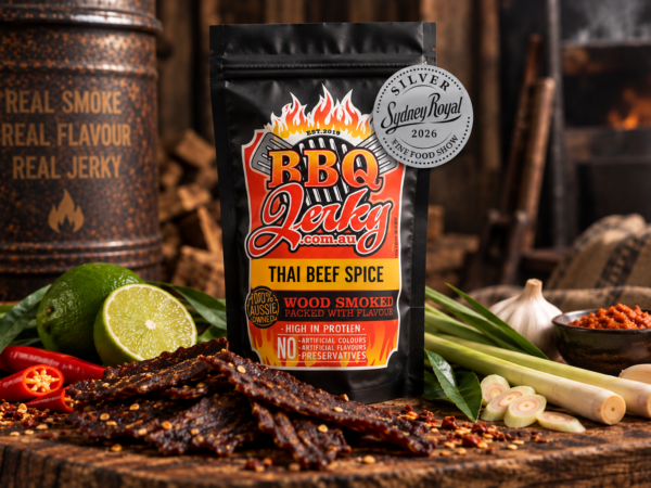 Award-winning Thai Beef Jerky wood smoked Australian beef
