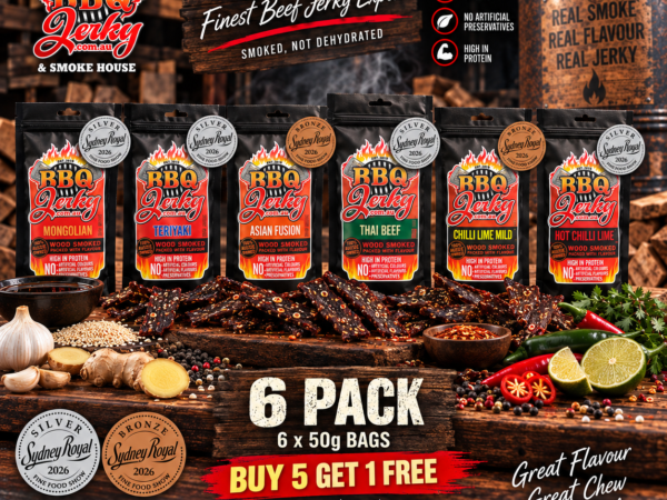Award-winning BBQ Jerky 6 Pack with Sydney Royal Silver and Bronze medals