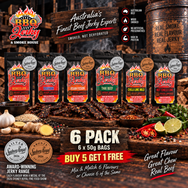Award-winning BBQ Jerky 6 Pack with Sydney Royal Silver and Bronze medals