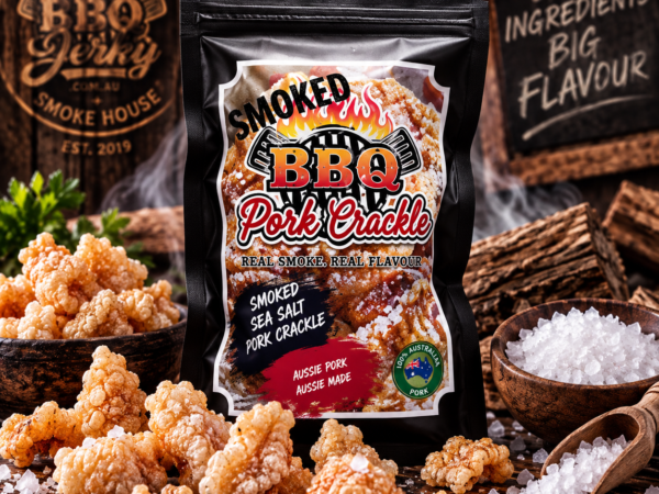 BBQ Jerky Smoked Sea Salt Pork Crackle – crispy Australian made pork crackle