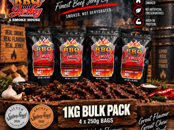 Award-winning 1kg BBQ Jerky Bulk Pack with four 250g bag