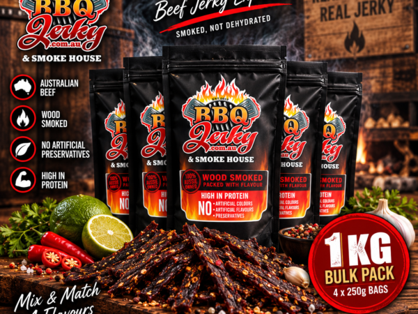 Award-winning Australian beef jerky 1KG bulk pack with 4 x 250g mix and match bags